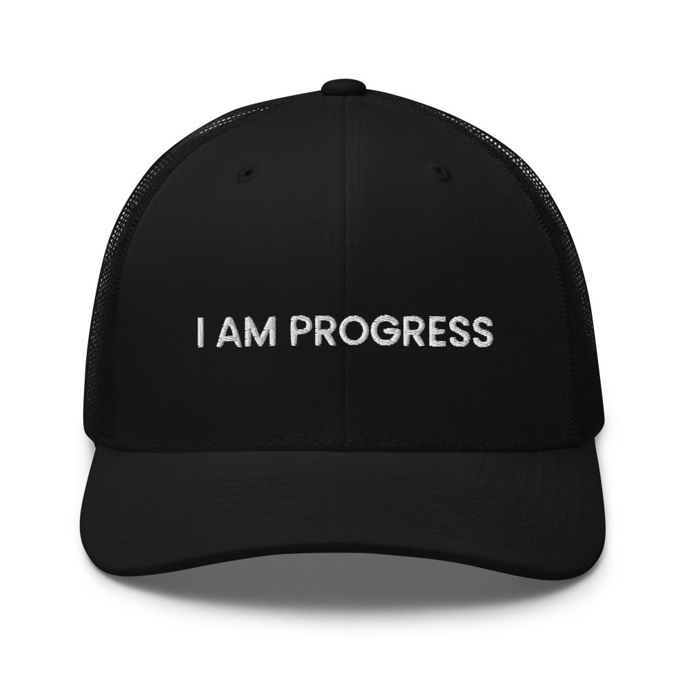 I Am Progress Black Hat with White Lettering