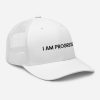 I Am Progress White Hat with Black Lettering