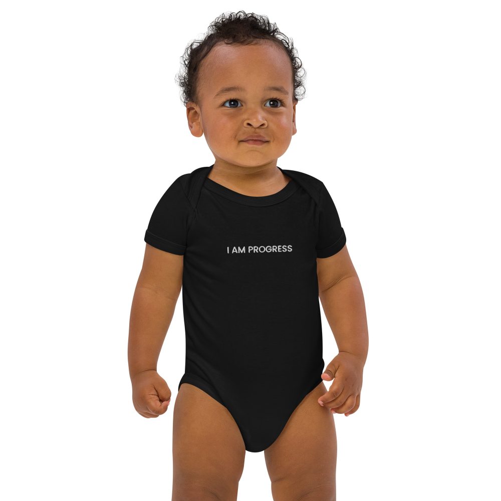 I Am Progress Black Organic Cotton Baby Bodysuit
