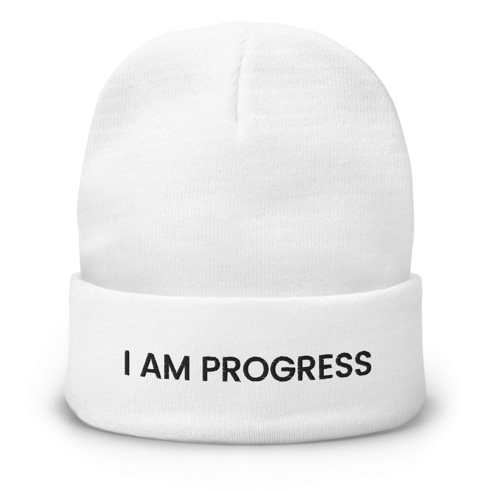 I Am Progress Beanie - White