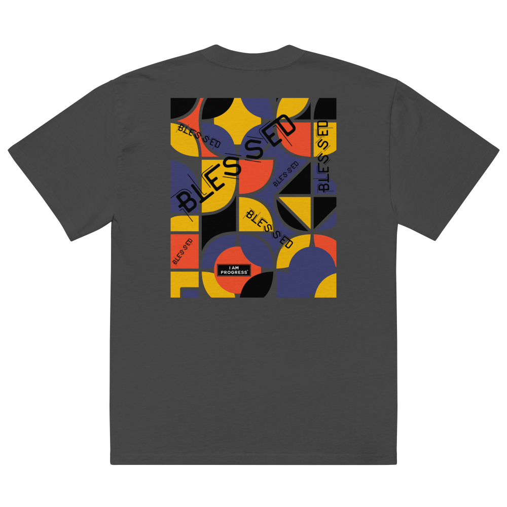 I Am Progress® Oversized Blessed Graphic T-Shirt (Faded Black)