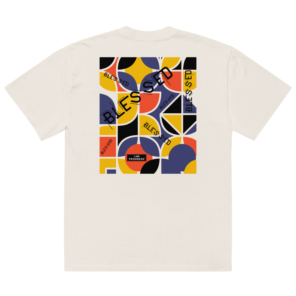 I Am Progress Oversized Blessed Graphic T-Shirt (Faded Bone)