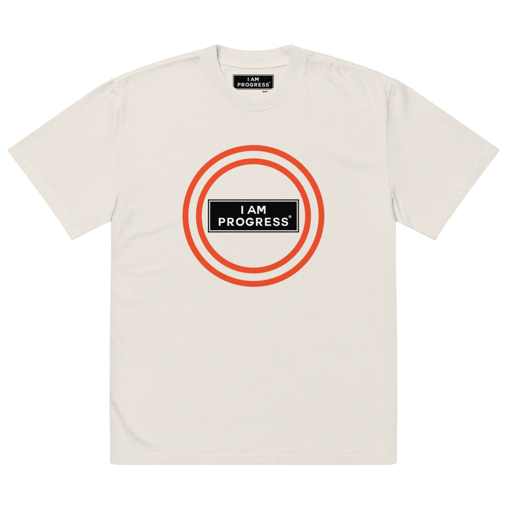 I Am Progress Oversized Blessed Graphic T-Shirt (Faded Bone)