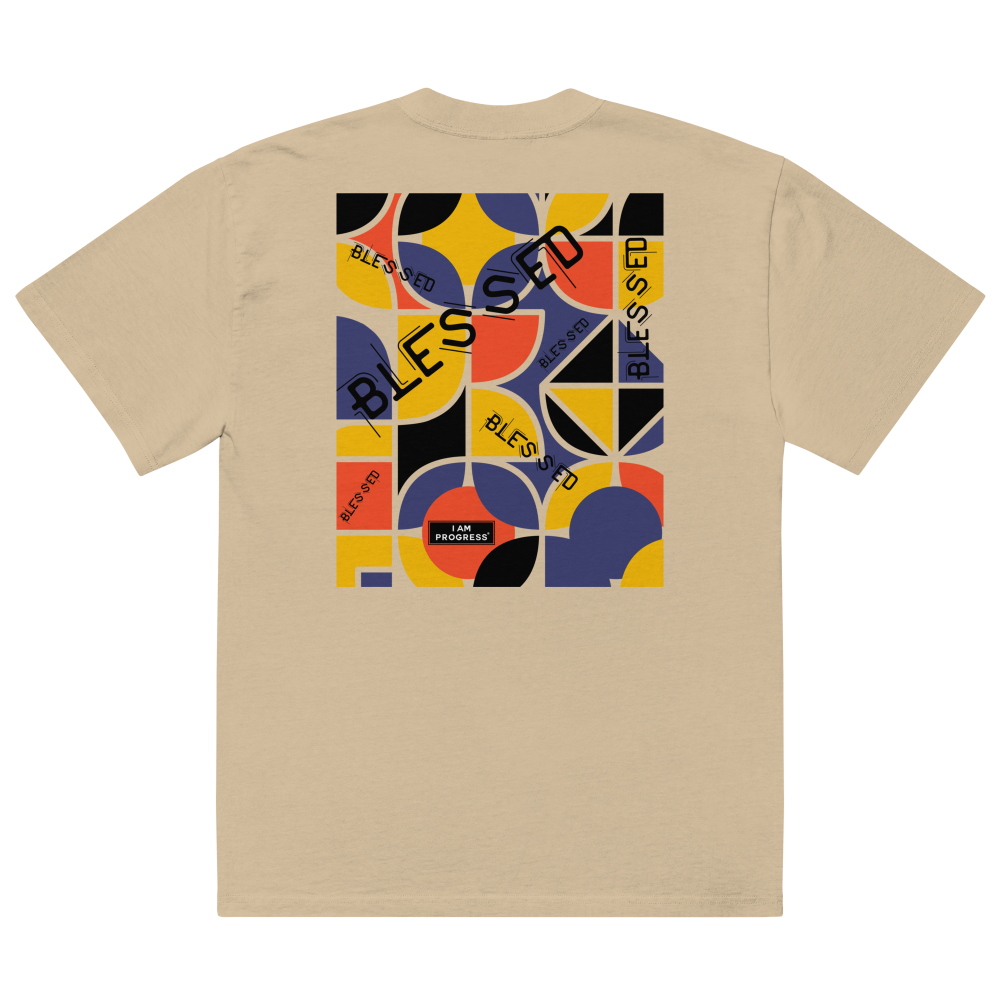 I Am Progress Oversized Blessed Graphic T-Shirt (Faded Khaki)