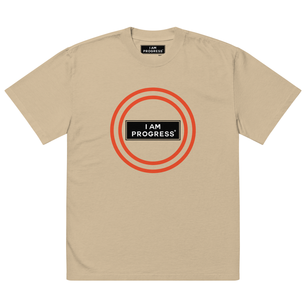 I Am Progress Oversized Blessed Graphic T-Shirt (Faded Khaki)