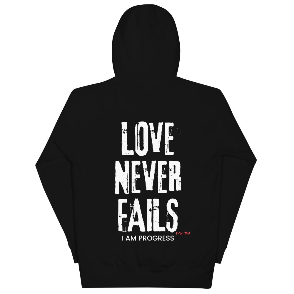 unisex-premium-hoodie-black-back-668d35bb4f005.jpg I Am Progress® 01 Love Never Fails Hoodie | Black