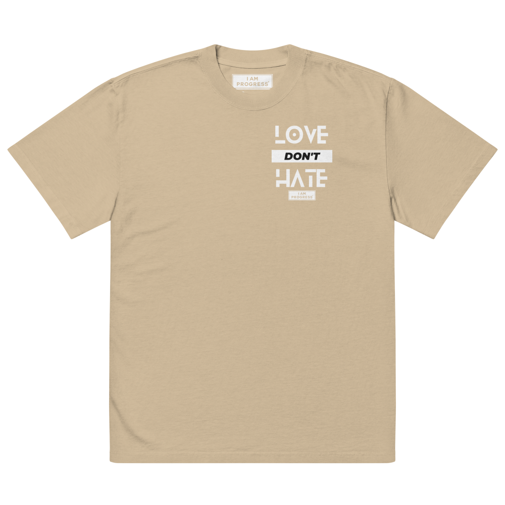 oversized-faded-t-shirt-faded-khaki-front-66be928ea915e.png IAP® Love Don't Hate Oversized T-Shirt