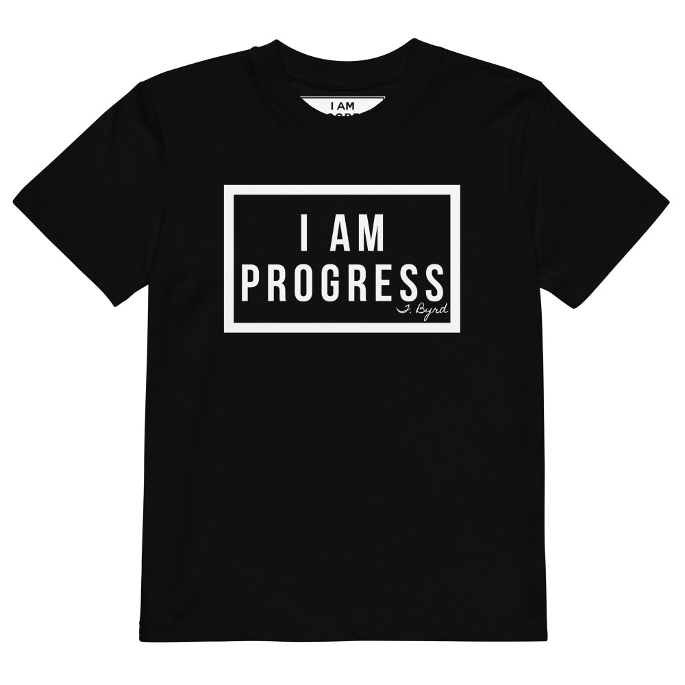 Organic Cotton I Am Progress Kids T-shirt (Black)