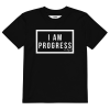 organic-cotton-kids-t-shirt-black-front-69c29976605a8.png Organic Cotton I Am Progress Kids T-shirt (Black)