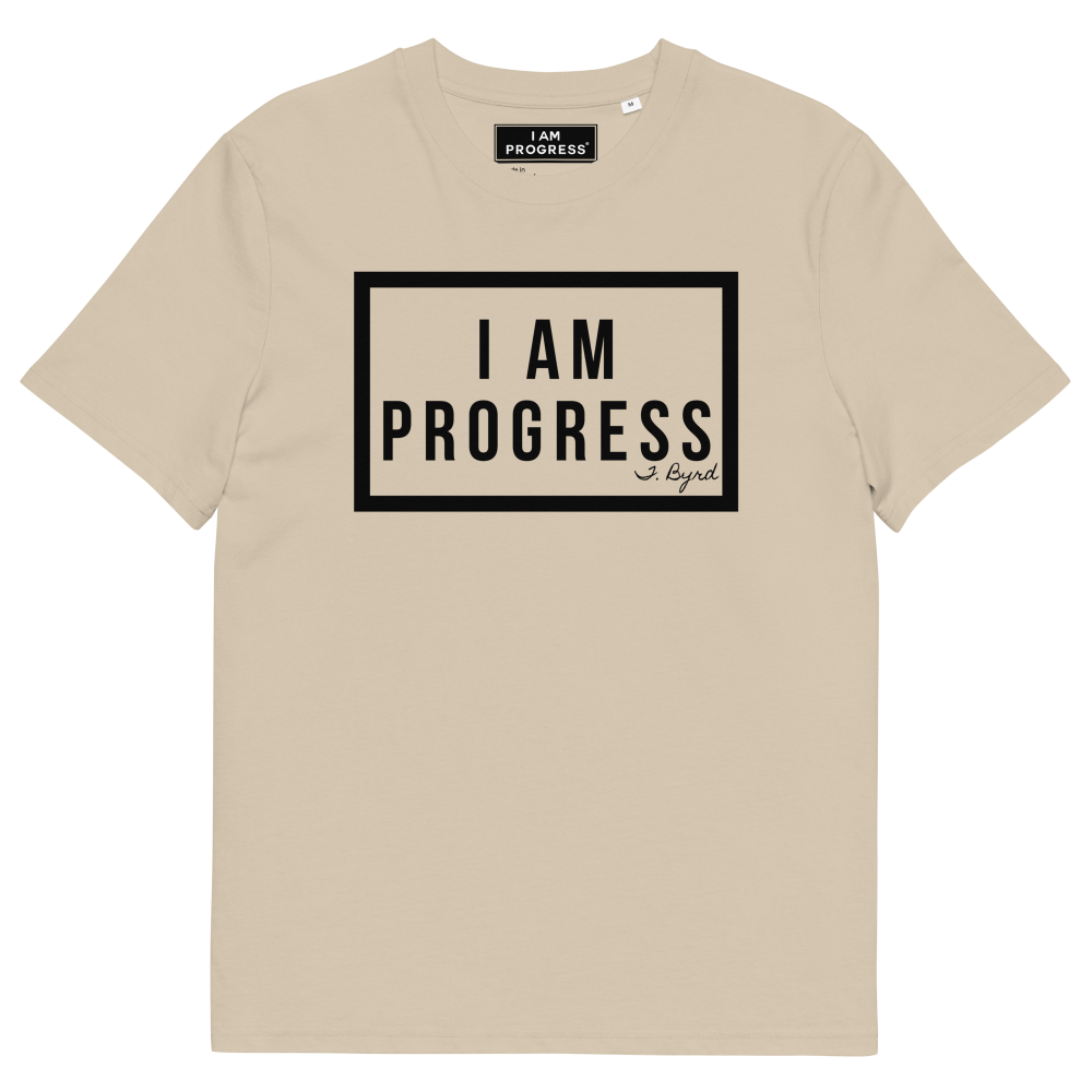 Organic Cotton I Am Progress T-Shirt (Sand/Black)