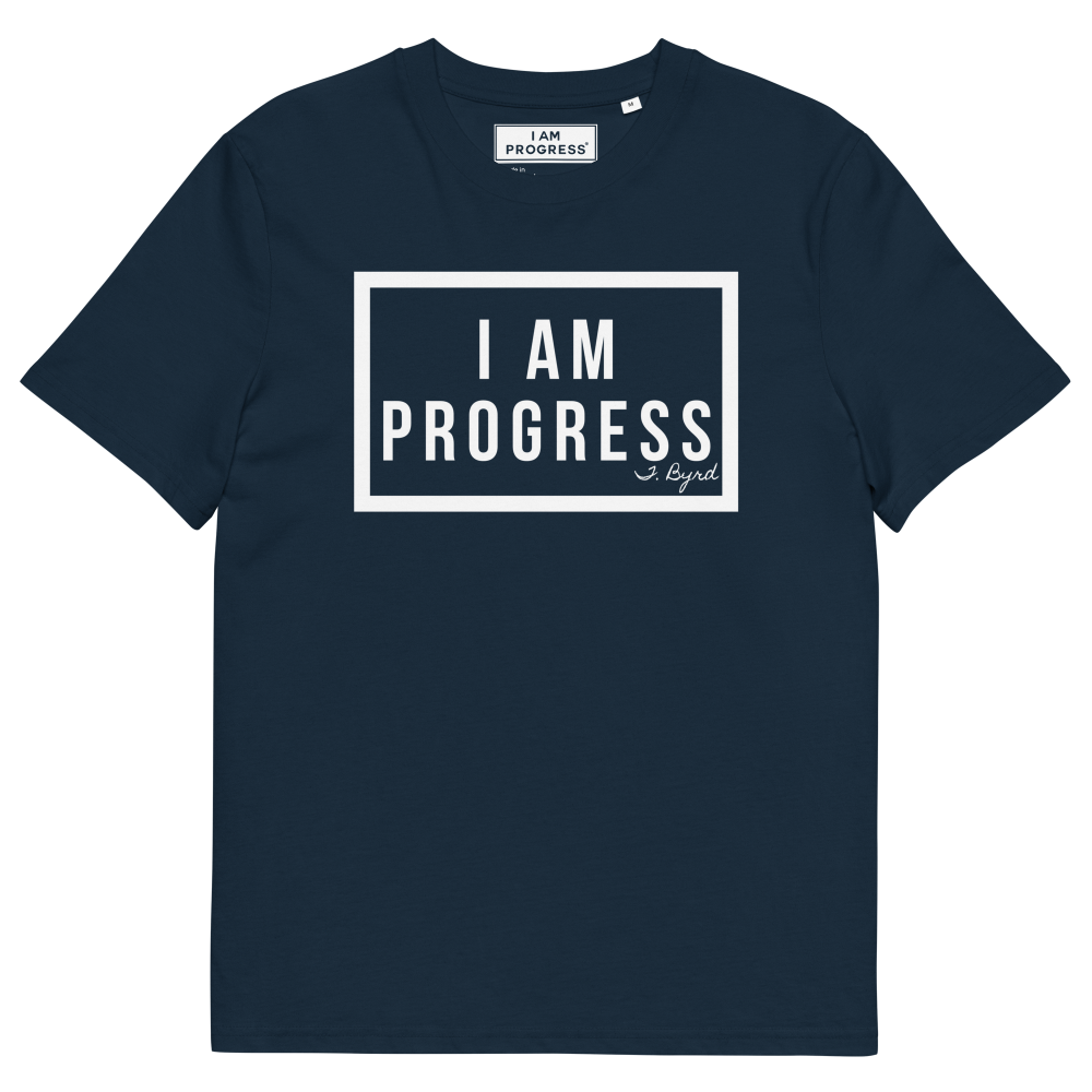 Organic Cotton I Am Progress T-Shirt (Navy/White)
