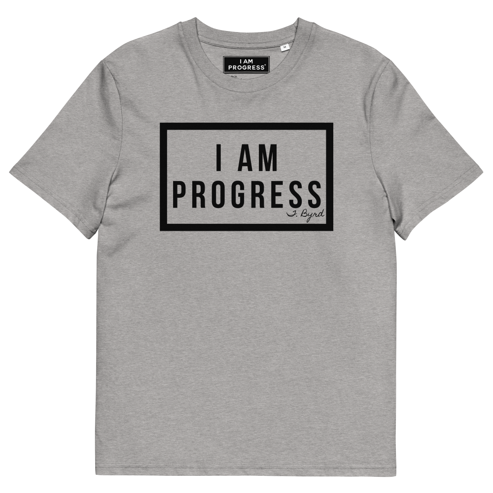 Organic Cotton I Am Progress T-Shirt (Grey/Black)