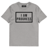 unisex-organic-cotton-t-shirt-heather-grey-front-69c297d1daa46.png Organic Cotton I Am Progress T-Shirt (Grey/Black)
