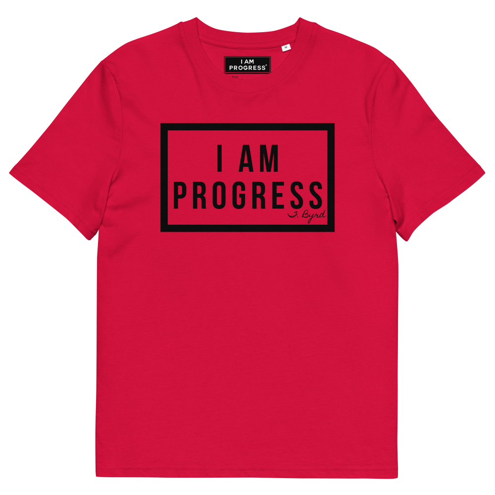 Organic Cotton I Am Progress T-Shirt (Red/Black)